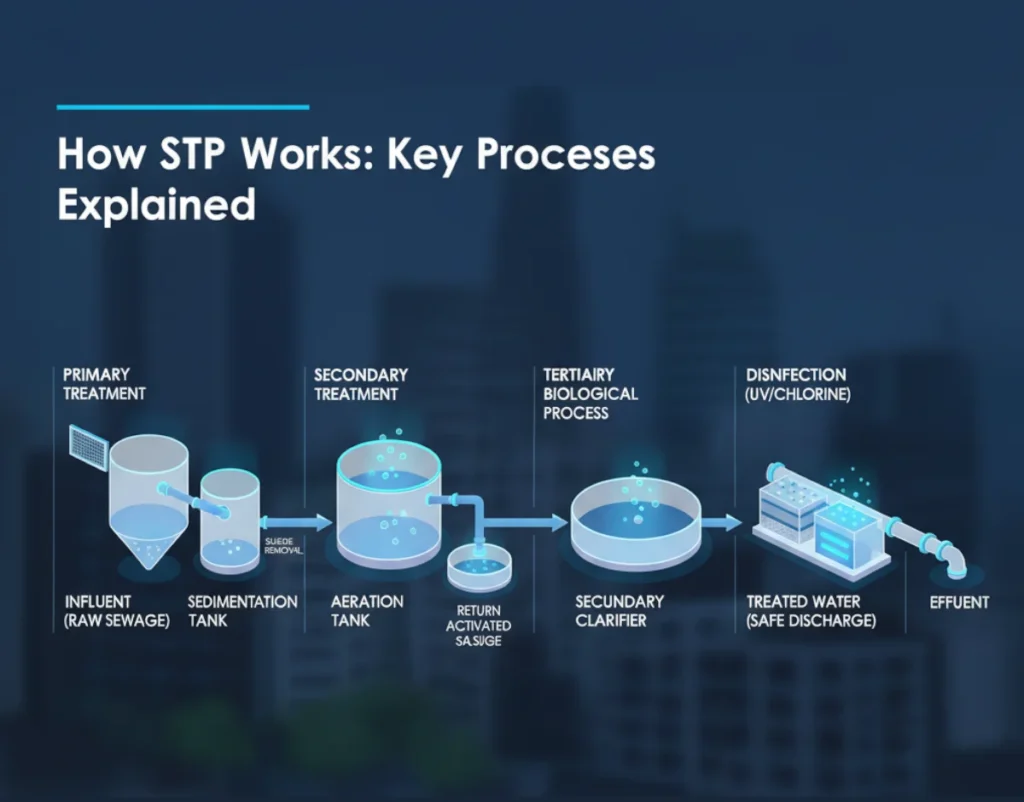 How STP Works | Sewage Treatment Plant Process Explained diagram