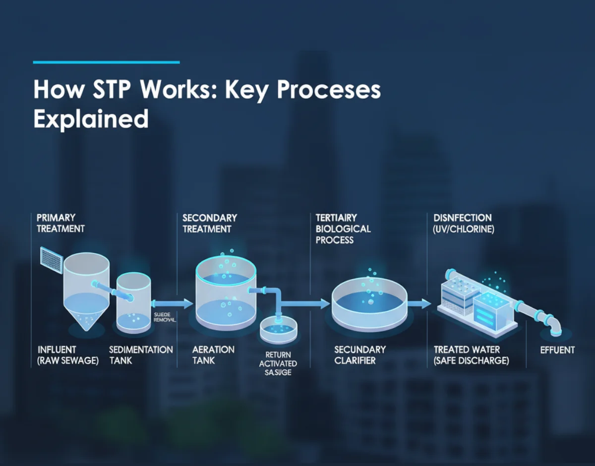 How STP Works | Sewage Treatment Plant Process Explained diagram