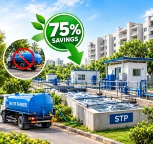 Housing Society STP Upgradation for Reducing Water Tanker Dependency by Up to 75% Through Wastewater Recycling – Techno Multi Services, Pune.
