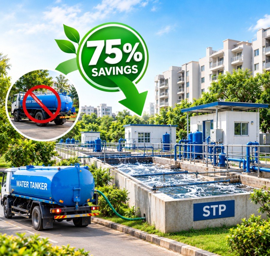 Housing Society STP Upgradation for Reducing Water Tanker Dependency by Up to 75% Through Wastewater Recycling – Techno Multi Services, Pune.